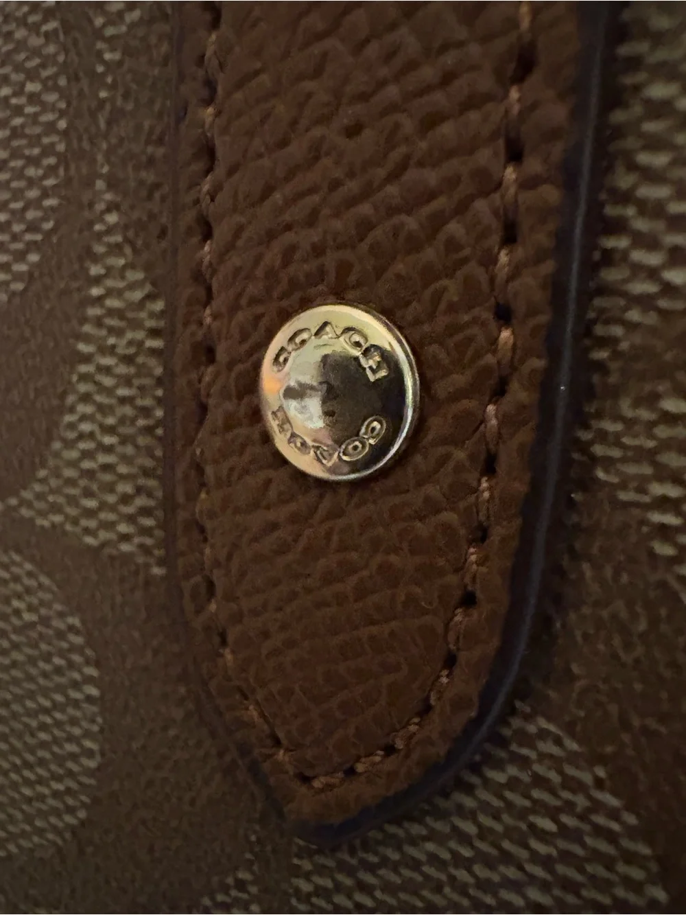Coach Reversible City Tote in Signature Canvas Khaki Saddle Brown with pouch